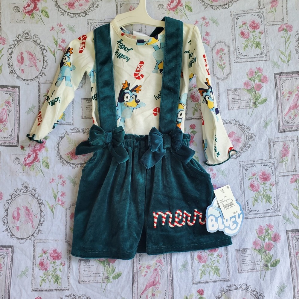 Baby Girl 2-Piece Christmas Jumper Holiday Disney Bluey Size 12M